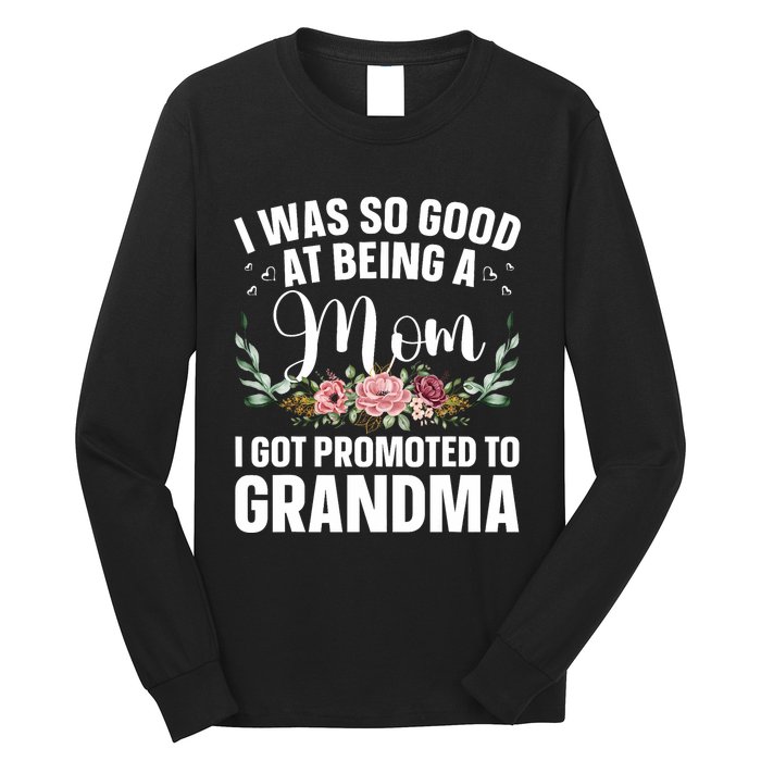 Grandma Art For Mom Women Grandmother Promoted To Grandma Long Sleeve Shirt