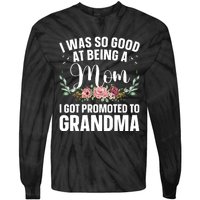 Grandma Art For Mom Women Grandmother Promoted To Grandma Tie-Dye Long Sleeve Shirt