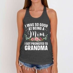 Grandma Art For Mom Women Grandmother Promoted To Grandma Women's Knotted Racerback Tank