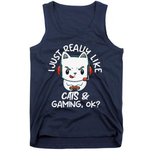 Gamer And Funny Cats Lover Video Games Cat Gaming Tank Top