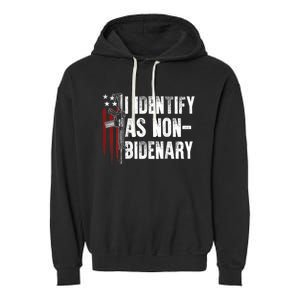 Gun American Flag I Identify As Nobidenary Garment-Dyed Fleece Hoodie