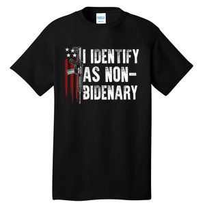 Gun American Flag I Identify As Nobidenary Tall T-Shirt