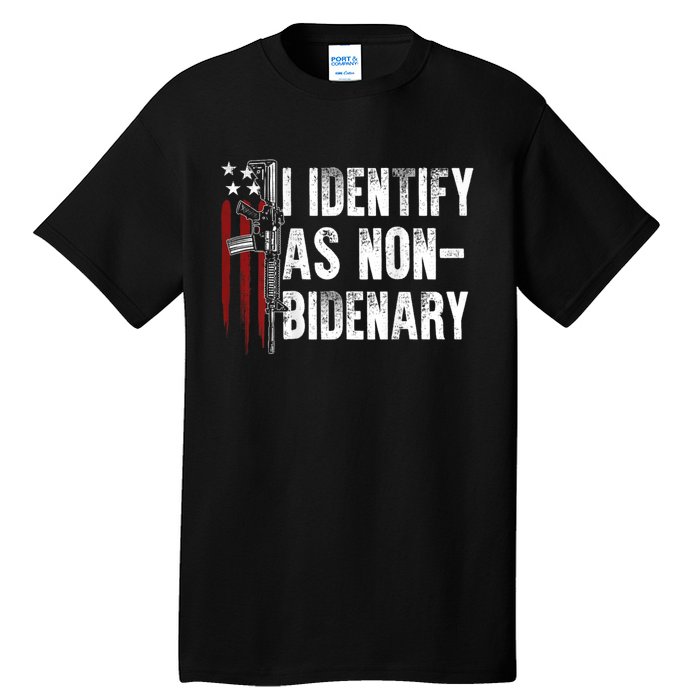 Gun American Flag I Identify As Nobidenary Tall T-Shirt