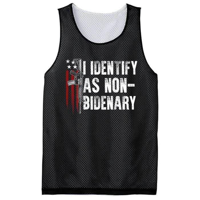 Gun American Flag I Identify As Nobidenary Mesh Reversible Basketball Jersey Tank