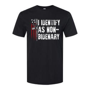 Gun American Flag I Identify As Nobidenary Softstyle CVC T-Shirt