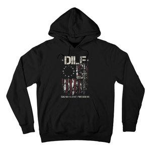 Gun American Flag DILF Damn I Love Firearms Hoodie