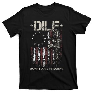 Gun American Flag DILF Damn I Love Firearms T-Shirt