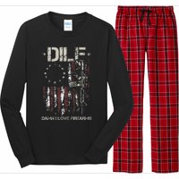 Gun American Flag DILF Damn I Love Firearms Long Sleeve Pajama Set