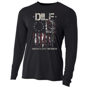 Gun American Flag DILF Damn I Love Firearms Cooling Performance Long Sleeve Crew