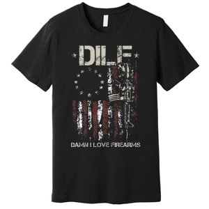 Gun American Flag DILF Damn I Love Firearms Premium T-Shirt