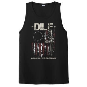 Gun American Flag DILF Damn I Love Firearms PosiCharge Competitor Tank