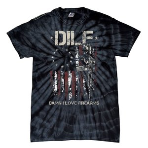 Gun American Flag DILF Damn I Love Firearms Tie-Dye T-Shirt