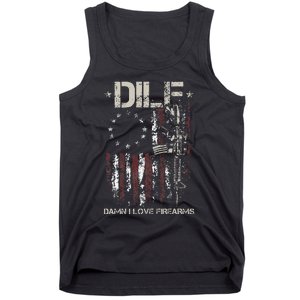 Gun American Flag DILF Damn I Love Firearms Tank Top