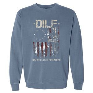 Gun American Flag DILF Damn I Love Firearms Garment-Dyed Sweatshirt