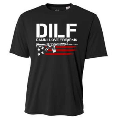 Gun American Flag DILF Damn I Love Firearms Cooling Performance Crew T-Shirt