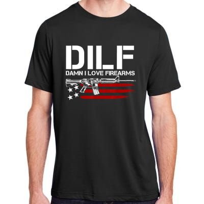 Gun American Flag DILF Damn I Love Firearms Adult ChromaSoft Performance T-Shirt