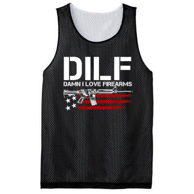 Gun American Flag DILF Damn I Love Firearms Mesh Reversible Basketball Jersey Tank