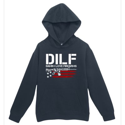 Gun American Flag DILF Damn I Love Firearms Urban Pullover Hoodie