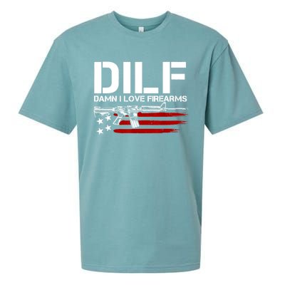 Gun American Flag DILF Damn I Love Firearms Sueded Cloud Jersey T-Shirt