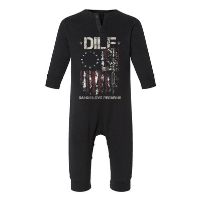 Gun American Flag DILF Damn I Love Firearms Infant Fleece One Piece