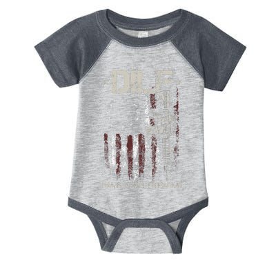 Gun American Flag DILF Damn I Love Firearms Infant Baby Jersey Bodysuit