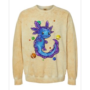 Galaxy Axolotl Funny Goth Space purple blue Japan Colorblast Crewneck Sweatshirt