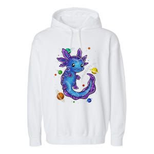 Galaxy Axolotl Funny Goth Space purple blue Japan Garment-Dyed Fleece Hoodie