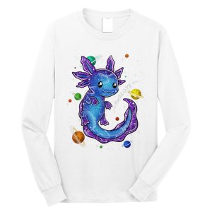 Galaxy Axolotl Funny Goth Space purple blue Japan Long Sleeve Shirt