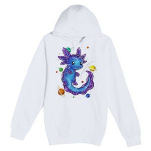 Galaxy Axolotl Funny Goth Space purple blue Japan Premium Pullover Hoodie