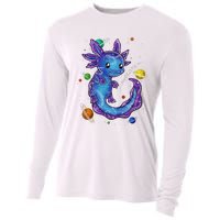 Galaxy Axolotl Funny Goth Space purple blue Japan Cooling Performance Long Sleeve Crew