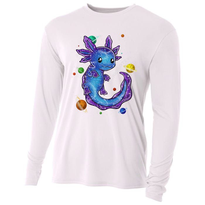 Galaxy Axolotl Funny Goth Space purple blue Japan Cooling Performance Long Sleeve Crew