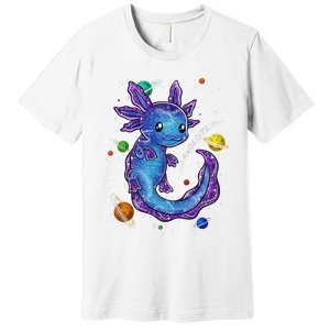 Galaxy Axolotl Funny Goth Space purple blue Japan Premium T-Shirt