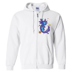 Galaxy Axolotl Funny Goth Space purple blue Japan Full Zip Hoodie