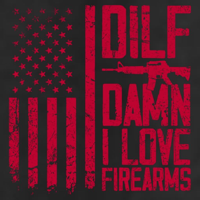 Gun American Flag Dilf Damn I Love Firearms 7 Panel Mesh Trucker Snapback Hat