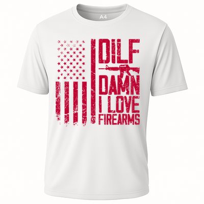 Gun American Flag Dilf Damn I Love Firearms Performance Shirt