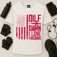 Gun American Flag Dilf Damn I Love Firearms Cooling Performance Crew T-Shirt