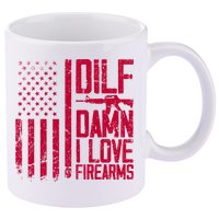 Gun American Flag Dilf Damn I Love Firearms 11oz C Handle Ceramic Mug