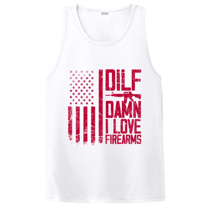Gun American Flag Dilf Damn I Love Firearms PosiCharge Competitor Tank