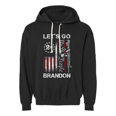 Gun American Flag Patriots Lets Go Brandon Garment-Dyed Fleece Hoodie