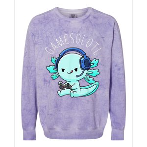 Gamesolotl Axolotl Fish Gamer Gaming Anime Lizard Video Game Colorblast Crewneck Sweatshirt