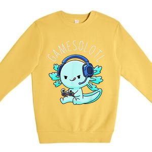 Gamesolotl Axolotl Fish Gamer Gaming Anime Lizard Video Game Premium Crewneck Sweatshirt