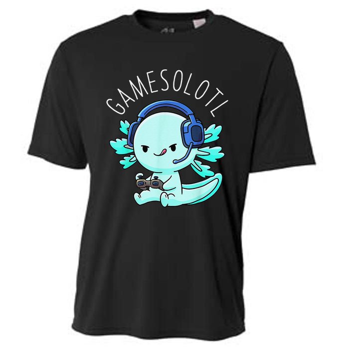 Gamesolotl Axolotl Fish Gamer Gaming Anime Lizard Video Game Cooling Performance Crew T-Shirt