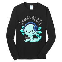 Gamesolotl Axolotl Fish Gamer Gaming Anime Lizard Video Game Tall Long Sleeve T-Shirt