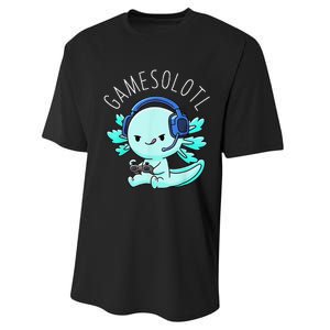 Gamesolotl Axolotl Fish Gamer Gaming Anime Lizard Video Game Performance Sprint T-Shirt