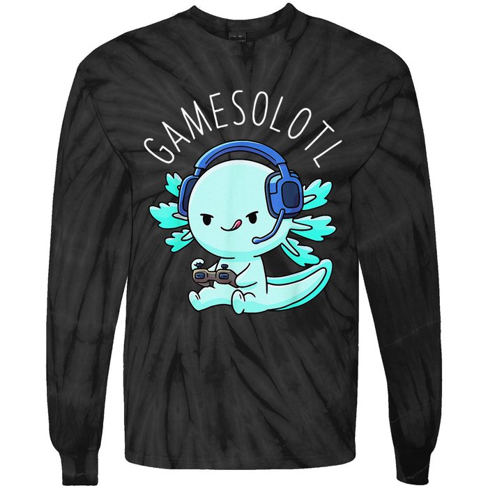 Gamesolotl Axolotl Fish Gamer Gaming Anime Lizard Video Game Tie-Dye Long Sleeve Shirt