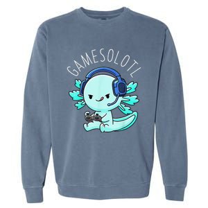 Gamesolotl Axolotl Fish Gamer Gaming Anime Lizard Video Game Garment-Dyed Sweatshirt