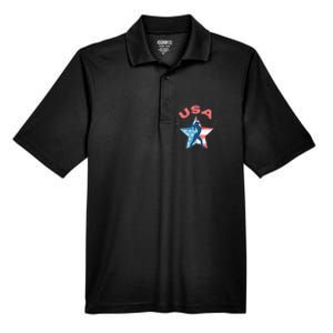 Gymnastics American Flag Star Patriotic Usa Gymnast Men's Origin Performance Pique Polo