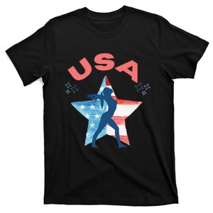 Gymnastics American Flag Star Patriotic Usa Gymnast T-Shirt