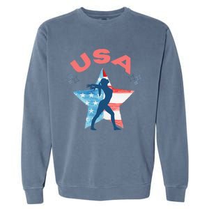 Gymnastics American Flag Star Patriotic Usa Gymnast Garment-Dyed Sweatshirt