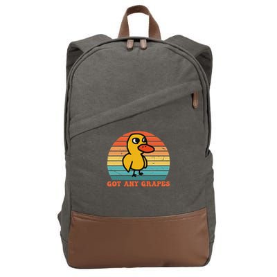 Got Any Grapes Duck Vintage Design Cotton Canvas Backpack
